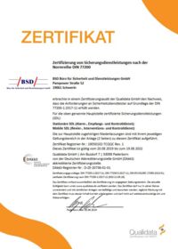 zertifiziert nach DIN 77200-1:2017-11 (Anforderungen an Sicherheitsdienstleister)